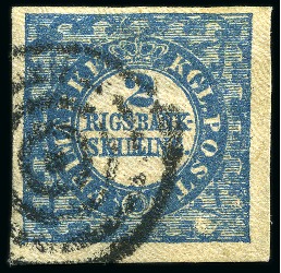 Stamp of Denmark » 2 Rigsbank Skilling 2Rbs Blue, Ferslew Printing, plate I, N°54, type 2,