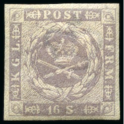 Stamp of Denmark » Skilling Issue 1854-63 16sk Greyish violet, never hinged, very fine,