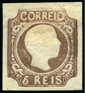 Stamp of Portugal 1856-58 5r 'curly hair' 3 distinctive shades unused,