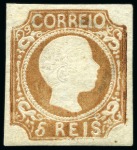 Stamp of Portugal 1856-58 5r 'curly hair' 3 distinctive shades unused,