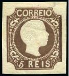 Stamp of Portugal 1856-58 5r 'curly hair' 3 distinctive shades unused,