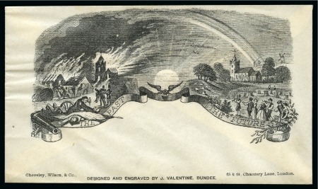 Stamp of Great Britain » Hand Illustrated and Printed Envelopes Unissued illustrated envelope and proof titled THE PAST/THE FUTURE by J.Valentine, Dundee
