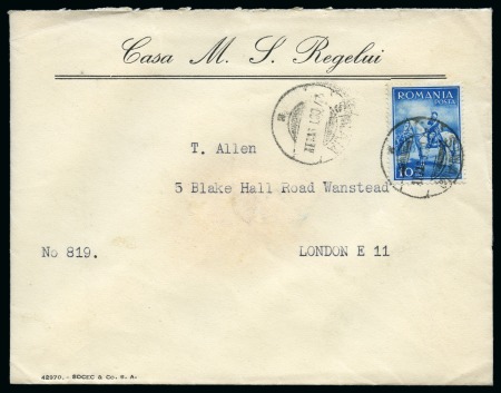 Stamp of Romania » Later Issues 1936 (Oct 27) Printed envelope from the Royal Household and piece signed by the King