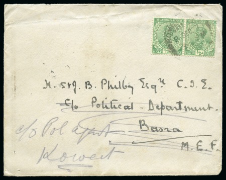 Stamp of Saudi Arabia » French Military Post Office 1917 Incoming mail to H. STJ. Philby. Philby, already