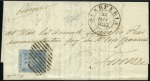 Stamp of Italian States » Tuscany 1851-52, 2 cr. azzurro chiaro su grigio, su lettera da Scarperia per Firenze del 23 dicembre 1853, con il rarissimo annullo muto ad undici sbarre inclinate 