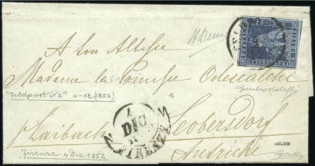 Stamp of Italian States » Tuscany 1851 6cr Indigo on bluish (first printing), fantas