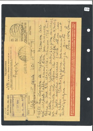 Stamp of Israel » Israel: The Holocaust - Ghettos ITALY: Two documents including Telegram from Caste