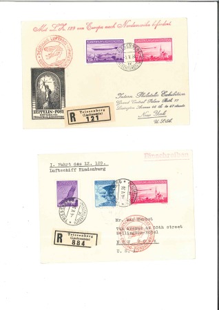 Stamp of Liechtenstein 1936 ZEPPELIN Liechtensteinfahrt 1Fr und 2Fr je ei