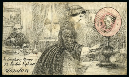 Stamp of Great Britain » Hand Illustrated and Printed Envelopes 1858 Exquisitely drawn pen & ink design, addressed