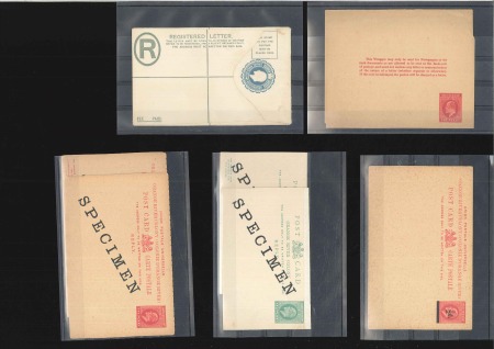 Stamp of South Africa » Orange Free State POSTAL STATIONERY: Group of 8 KEVII "Specimen" Pos