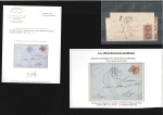 Stamp of France 1865-71, Trois lettres taxées avec 2c Lauré et exp