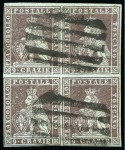 Stamp of Italian States » Tuscany 1851-52 9cr Brown-lilac on grey, block of four use