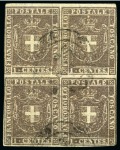 Stamp of Italian States » Tuscany 1860 1c Lilac-brown, block of four used with light