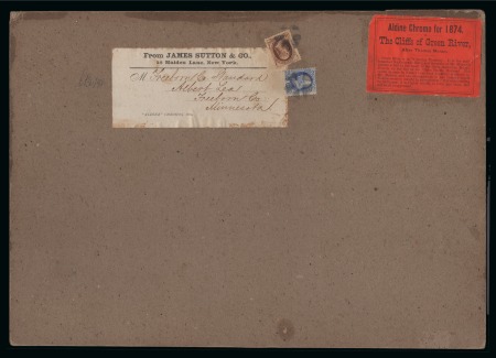 Stamp of United States 1c Franklin +10c Jefferson tied by mute cancel on the