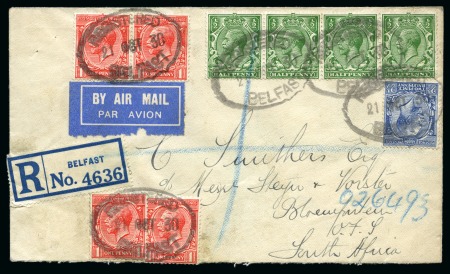 Stamp of Ireland » Airmails 1930 (Oct 21) Northern Ireland acceptance for early airmail service to South Africa, three covers