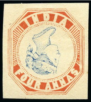 Stamp of India » 1854 Lithographs 1891 4a Vermilion and Blue reprint (pos.24) with inverted head