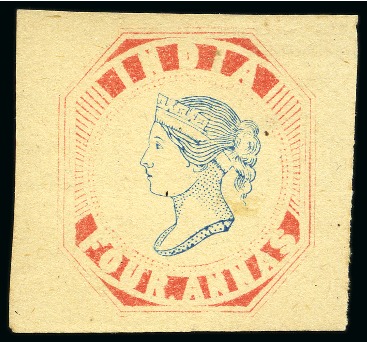 Stamp of India 1891 4a Red and Blue reprint with issued head (pos.11)