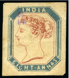 Stamp of India 1854 8a Light Blue & Red-Brown "Captain Thullier's essay"