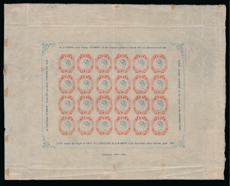 Stamp of India » 1854 Lithographs 1894 4a Vermilion and Pale Blue reprint in complete sheet of 24