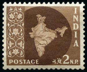 Stamp of India 1957 Map series 2np group of colour trials (16)