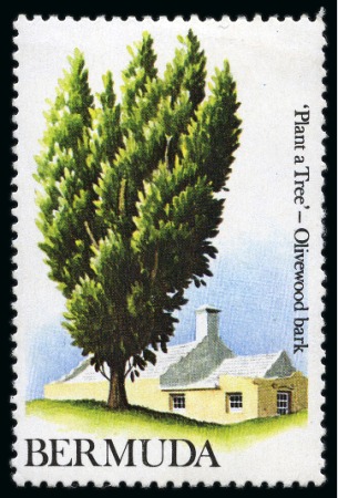 Stamp of Bermuda 1973 15c Olivewood mint with brown omitted (Queen's head and value)