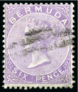 Stamp of Bermuda 1865-1903 Wmk CC 6d dull mauve with inverted watermark, used