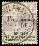 Stamp of Bechuanaland » Postal History & Cancellations GUBULAWAYO, KANYE, SHOSHONG and TATI cds with BECHUANALAND on individual stamps