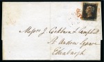 Stamp of Great Britain » 1840 1d Black and 1d Red plates 1a to 11 1841 (Feb 16) Wrapper from Dundee to Edinburgh (Scotland) with 1840 1d black pl.4 GE