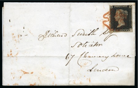 Stamp of Great Britain » 1840 1d Black and 1d Red plates 1a to 11 1840 (Oct 27) Lettersheet from Canterbury to London with 1840 1d black pl.1b RJ