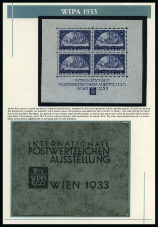Stamp of Austria » Collections and Lots  1933 WIPA collection beautifully presented on 32 exhibition pages and loose
