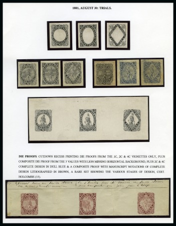 Stamp of Paraguay 1881 (Aug) Issue die proofs on an album page