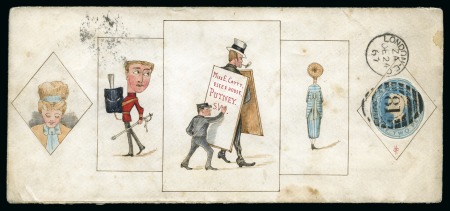 Stamp of Great Britain » Hand Illustrated and Printed Envelopes 1867 (Dec 24) Hand illustrated envelope by Harry Culshaw