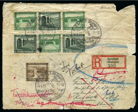 Stamp of Tibet 1937 Incoming cover from Germany sent registered, addressed to Friedrich Shmiedl, father of rocket post
