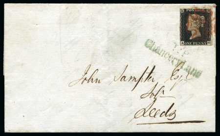 Stamp of Great Britain » 1840 1d Black and 1d Red plates 1a to 11 1840 (Jun 13) Lettersheet from London to Leeds with 1840 1d black pl.2 AG