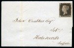 Stamp of Great Britain » 1840 1d Black and 2d Blue "May Dates" 1840 (May 7) Lettersheet from Witham (Essex) to Halesworth with 1840 1d black pl.1a