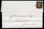 Stamp of Great Britain » 1840 1d Black and 1d Red plates 1a to 11 1841 (Jan 30) Entire from London to Gloucester with 1840 1d black pl.6 GJ