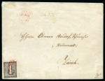 Stamp of Switzerland / Schweiz » Kantonalmarken » Zürich 1846 "Zurich" 4Rp Black, Type 1 with red horizontal