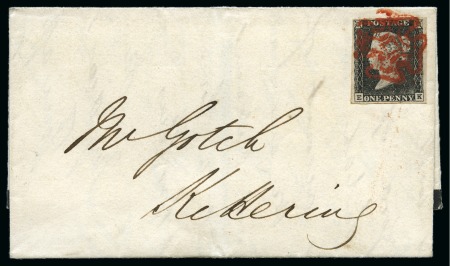 Stamp of Great Britain » 1840 1d Black and 1d Red plates 1a to 11 1840 Mourning wrapper from Hemel Hempstead (Hertfordshire) to Kettering with 1840 1d black pl.1a EK