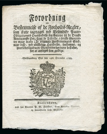 Stamp of Danish West Indies » Decrees and Other Official Documents 1788 (19 Dec.) Decree pamphlet regulating the application