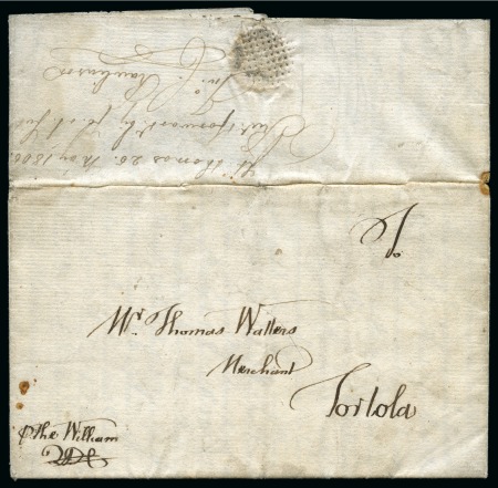 Stamp of Danish West Indies » Pre-Philately and Stampless Covers 1805 Folded entire from St.Thomas to Tortola, Virgin
