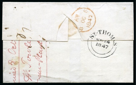 Stamp of Danish West Indies » British Post 1849 Folded cover dated Port-au-Plat (Dominican Republic)