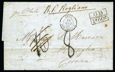 Stamp of Danish West Indies » British Post 1850 Folded cover to Morsiglia/Corsica bearing on reverse