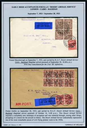 Stamp of Ireland » Airmails 1923 (Sep) Irish Acceptance for RAF "Desert Airmail Service" London-Cairo-Baghdad, pair of covers