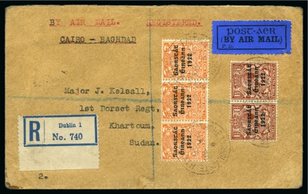 Stamp of Ireland » Airmails 1925 (Jan 26) Irish Acceptance for RAF "Desert Airmail Service" London-Cairo-Baghdad, cover from Dublin and forwarded to Sudan