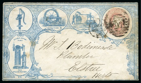Stamp of Great Britain » Hand Illustrated and Printed Envelopes 1866 Hydraulic Engineers - John Warner & Sons, London,