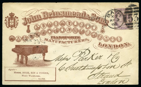 Stamp of Great Britain » Hand Illustrated and Printed Envelopes 1885 Pianoforte Manufactures - John Brinsmead & Sons,