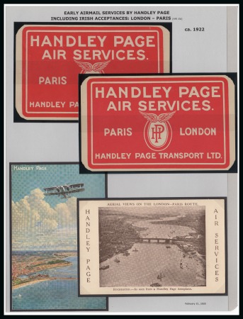 Stamp of Ireland » Airmails 1922-23 Handley Page London Paris air service, collection on 21 pages with 22 covers and ephemera