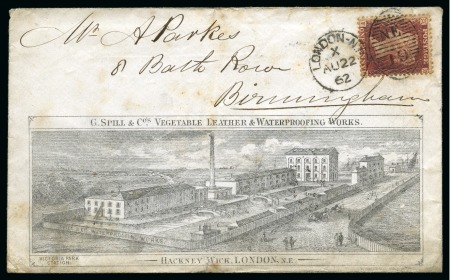 Stamp of Great Britain » Hand Illustrated and Printed Envelopes 1862 Vegetable Leather & Waterproofing Works - G.Spill