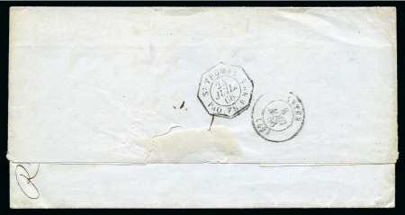 Stamp of Danish West Indies » French Post 1866 Folded cover from St.Jago (Cuba, consulate cds