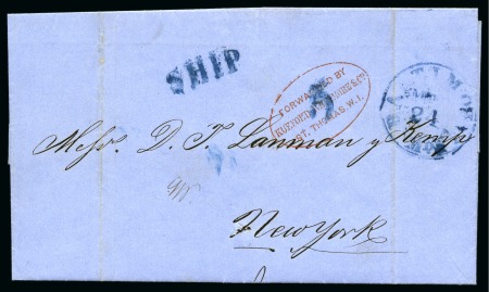 Stamp of Danish West Indies » Pre-Philately and Stampless Covers 1860 Folded entire dated St.Thomas 2 March 1860 addressed